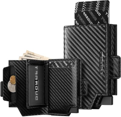 Minimalistische Kaart Houder voor Mannen van Carbon Fiber, Slank Ontwerp en Duurzaam Materialen