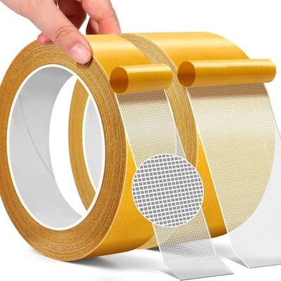 Dubbelzijdige textieltape, zwaar, dubbelzijdige tapijttape, multifunctionele textieltape, dubbelzijdig 1 inch/2 inch x 33FT, 10 m, hoge kleefkracht, sterke dubbelzijdige tape, griptang voor kleding, tapijtkunst, 2 rollen tapijttape - Cyslmuk®