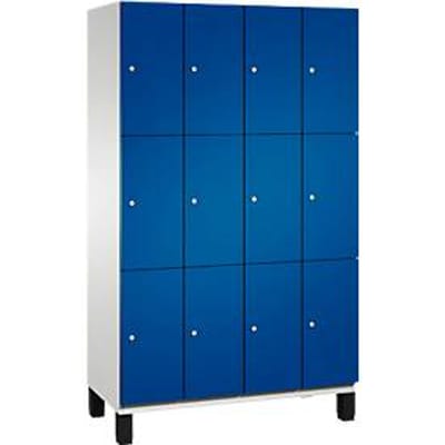 C+P Cambio lockerkast, 4 vakken, 12 vakken, op poten, B 1200 x D 525 x H 1980 mm, lichtgrijs/ gentiaanblauw