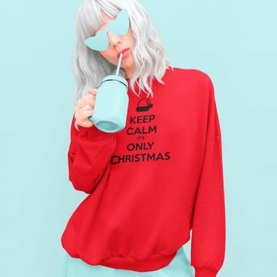 Foute Kersttrui Rood - Keep Calm It’s Only Christmas Black - Maat XS - Kerstkleding voor dames & heren