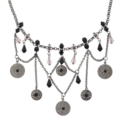 Behave – Ketting met zwarte kralen – Antiek zilverkleur gotisch chique