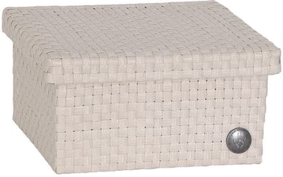 Handed by - Opbergbox met deksel – Woonkamer, slaapkamer, kinderkamer, babykamer, kantoor - Cube Basket small - beige - champagne
