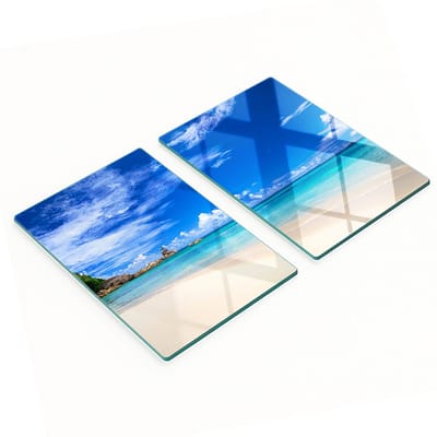 Keukenplanken van gehard glas met tropische strandafbeeldingen, 2x40x52 cm