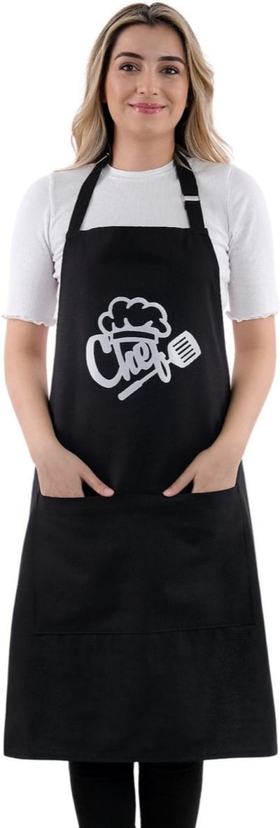 Chef Master Keukenschort 65x95 cm Zwart Kookschort met zakken Keukenschort dames Schort voor vrouwen een voor mannen