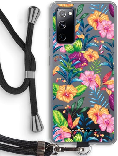 Case Company® - Hoesje met koord geschikt voor Samsung Galaxy S20 FE / S20 FE 5G hoesje met Koord - Tropisch 2 - Telefoonhoesje met Zwart Koord - Bescherming aan alle Kanten en Over de Schermrand