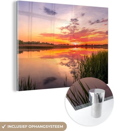 MuchoWow® Glasschilderij 40x30 cm - Schilderij acrylglas - Water - Lucht - Natuur - Foto op glas - Schilderijen
