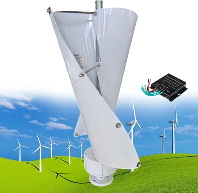 Windturbine Generator - Verticale Molen - Huishoudelijke Stroom - 12000W Piekvermogen - 40x71cm - Blauwgroen