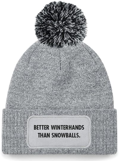 Better winterhands than snowballs wintermuts met pompoen grijs | zwart - soBAD. | Unisex | Skimuts | Muts | Kou | met grappige tekst | Winter | Beanie