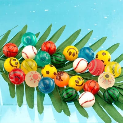 Set van 24 springballen van 28 mm voor kinderen - Rubber ballen voor verjaardagsfeestjes, speelgoed en party favors in verschillende kleuren
