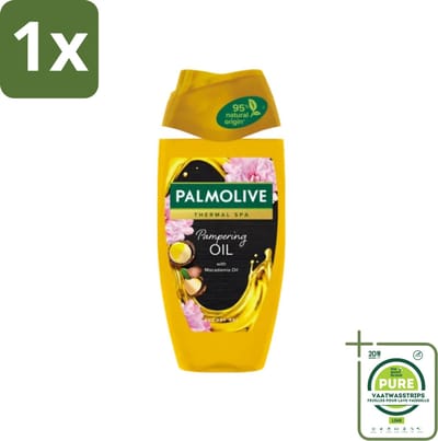 1 x Palmolive - Thermal Spa - Douchegel - Pampering Oil - Macadamia - 250 ml - Douchegel - Pampering Oil - Macadamia-olie - Peonyzaadolie - Spa Ervaring