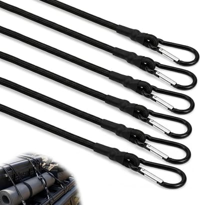 Elastische spanners - Spanbanden met haken - Bagage bevestigen - Sterke krasvrije haken - 6 stuks - Zwart