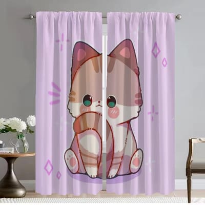 Keukengordijnen voor Woonkamer Gordijn voor Kamer 2 Panelen Schattige Kat Home Interieur Gordijnen Scheidingsschermen Schaduwen Halloween Decoratie W50xH70cmx2pcs-CL gray