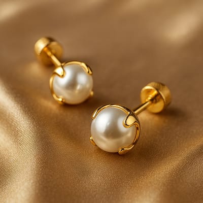 Lundholm Luxe Oorstekers Dames Parel Goudkleurig – Premium Stainless Steel - Elvia Serie - Met Imitatie Parel (6 mm) - cadeau voor vriendin tip - vrouwen cadeautjes