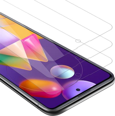 Cadorabo 3x Screenprotector geschikt voor Samsung Galaxy M31s - Beschermende Pantser Film in KRISTALHELDER - Getemperd (Tempered) Display beschermend glas in 9H hardheid met 3D Touch
