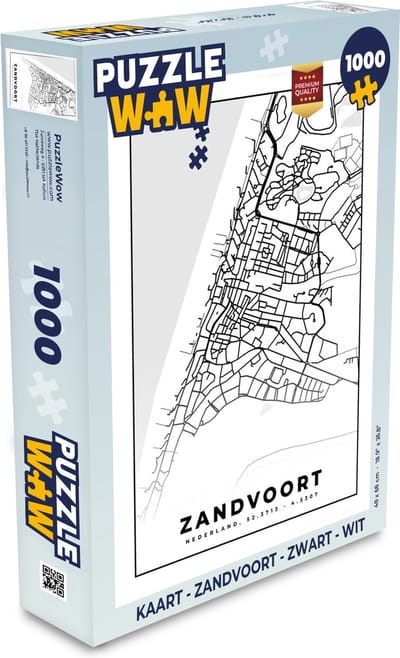 Puzzel Kaart - Zandvoort - Zwart - Wit - Legpuzzel - Puzzel 1000 stukjes volwassenen