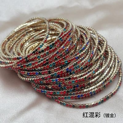 1 Stuk Goud 2mm Enkele Rij Cubic Zirconia Tennisarmband Elastische Armband voor Vrouwen Meerlaagse Streetwear Sieraden gray