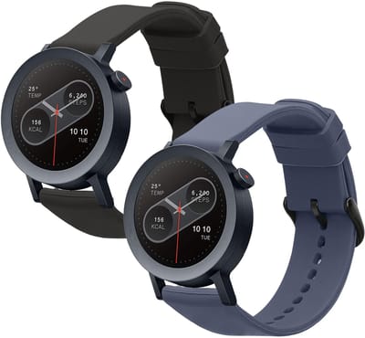 kwmobile 2x horlogebandjes geschikt voor CMF Watch 3 Pro bandje - Smartwatch bandjes van TPU - Activity tracker horloge band in zwart / donkerblauw
