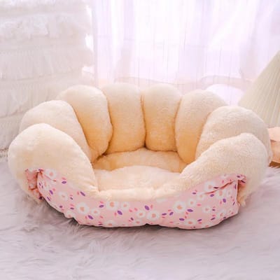 Lit pour chat mignon et chaud, niche pour petit chien, niche d'hiver épaisse pour animal de compagnie, sac de couchage pour chiot, peluche super douce, coussin pour animal de compagnie S 50X36X21CM beige