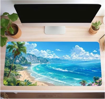 Grote Muismat - Bureau Onderlegger - Comfortabel Werken - Antislip Basis - 120x60 cm - Zee Landschap