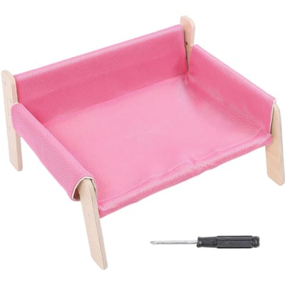 Huisdierbankbed Grenenhout Stijlvolle Look Veelzijdig Angstverlichting Verhoogd Kat Hond Bankbed voor Thuis roze