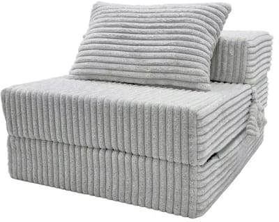 Opvouwbare Slaapstoel 2-in-1 200 x 70 x 15 cm – Corduroy Logeermatras en Vloermatras – Grijs