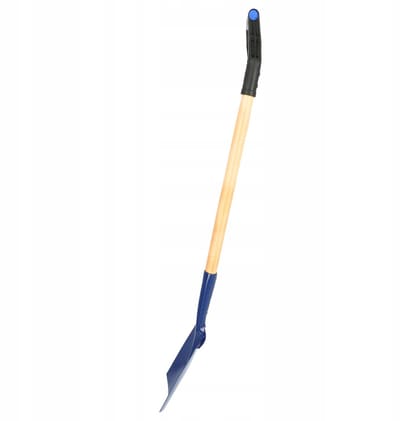 KADAX Spade, tuinschep met inkepingen, schep met D-handgreep, tuinspade om te graven, schep met steel van hout, grafspade voor tuin (rond)