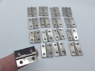 SET VAN 16 STUKS - KLEINE SCHARNIEREN – VASTE PEN - SCHARNIER - VERNIKKELD - 15x19mm - DEURSCHARNIER - KASTSCHARNIER - VERCHROOMD