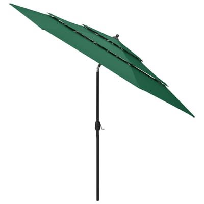 vidaXL - Parasol - 3-laags - met - aluminium - paal - 3 - m - groen