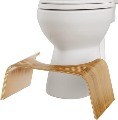 Badkamerkruk - Toilet Hulpmiddel - Comfortabel Toiletteren - Natuurlijke Houding - 17.8 cm Hoog - Teak
