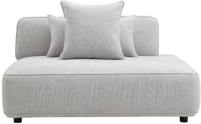Vente-unique Chaise longue rechts in lichtgrijze chenillestof LELACO