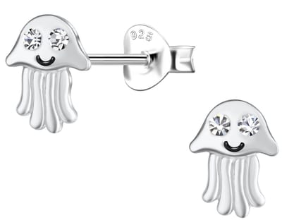 Joy|S - Zilveren kwal oorbellen - jellyfish - 6 x 8 mm - sterling zilver 925 - kinderoorbellen