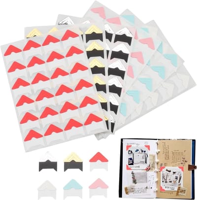 432 stuks zelfklevende fotohoeken in 6 kleuren voor fotoalbums, verzamelalbums en decoratie