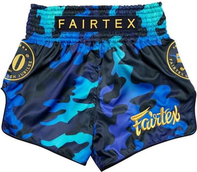 Fairtex BS1916 Muay Thai Shorts - Golden Jubilee Luster - camo blauw XS