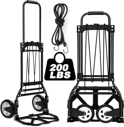Opvouwbare steekwagen en dolly - 90 kg capaciteit, aluminium dolly kar met verlengde handgreep voor reizen, verhuizen en winkelen