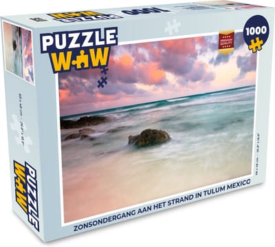 Puzzel Zonsondergang aan het strand in Tulum Mexico - Legpuzzel - Puzzel 1000 stukjes volwassenen