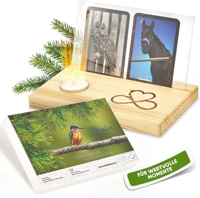 Handgemaakte Houten Kaarthouder voor Tarot- en Fotokaarten met Gratis Cadeaubox en Kaars