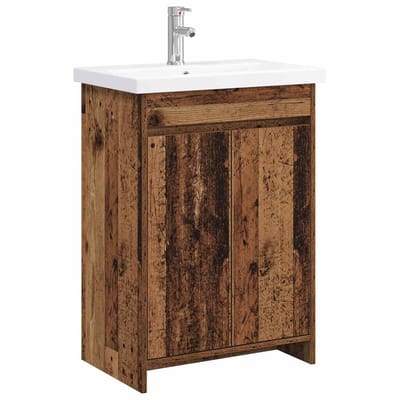 vidaXL - Badkamermeubel - Set - Oud - hout - 61 - x - 40 - x - 84,5 - cm - Bewerkt - hout