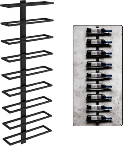Wijnrek voor 9 flessen - Hangend wijnrek - Hoogwaardige staal - Ruimtebesparend & stijlvol - ShopVlot