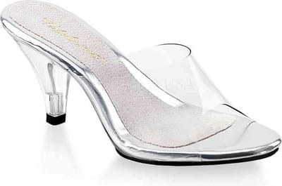Fabulicious - BELLE301 Muiltjes met hak - US 14 - 45 Shoes - Transparant/Zilverkleurig