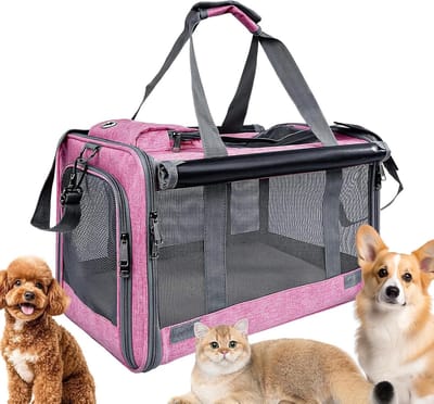 Transporttas Kat - Draagtas Dier - Reizen met Huisdier - Ademende Mesh - 46x30x30 cm - Roze