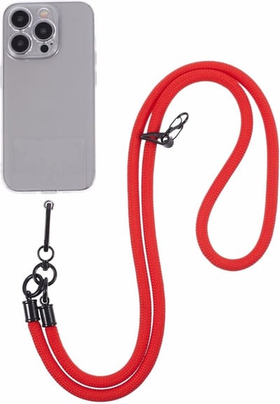 Coverup Crossbody Telefoonkoord 120cm met Sleutelhanger - 8mm Nylon Koord - Rood