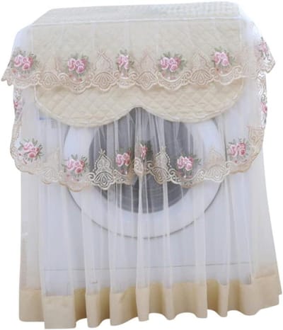Wasmachinehoes Kant - Apparaatbeschermer - Keuken Decoratie - Bloemenprint Patroon - 60 x 60 x 85 cm - Beige