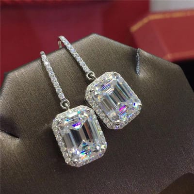 Huitan Eenvoudige en Elegante Dames Hangende Oorbellen Geometrische Zirkonia Hanger Kleur Hoge Kwaliteit Trendy Sieraden gray