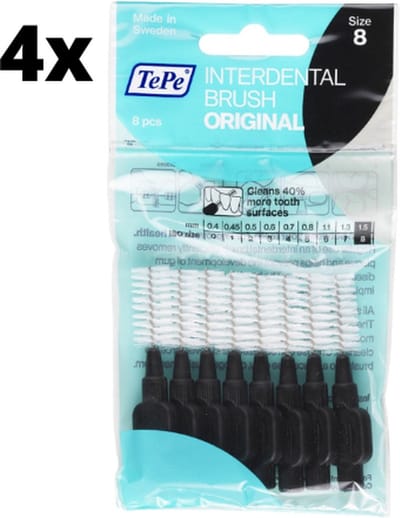 TePe Ragers Zwart 1,5mm - 4 x 8 stuks - Voordeelverpakking