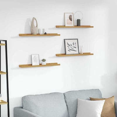 vidaXL - Wandplank - 4 - st - Beige - 60 - x - 9 - x - 3 - cm - Bewerkt - hout