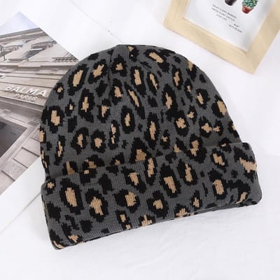Luipaardprint Jacquard Randloze Casual Hoed Mode Herfst Winter Dikke Warme Hoed Unisex Hiphop Retro Schedels Gebreide Hoed