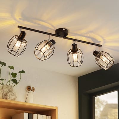 NETTLIFE Opbouwspot - Kristal - 4-Lichts - wit - L 60cm - met Glazen Lampenkap - E14 Fitting - Moderne Plafondlamp - 350° draaibar Plafondspot - voor Keuken | Hal | Woonkamer - Zonder lamp