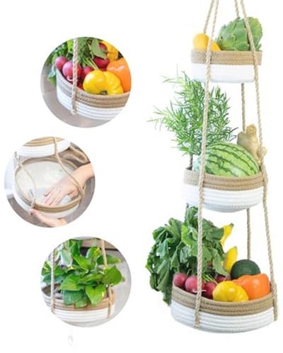 Hangende Fruitmand met 3 Niveaus voor een Opgeruimde Keuken