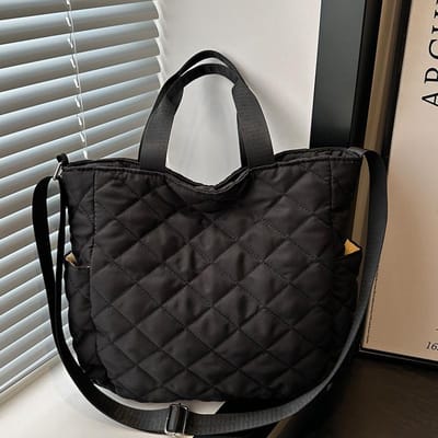 Veelzijdige tas voor dames met persoonlijkheid, geborduurd met diamanten, modieuze en trendy tote bag, donsjack, eenvoudige handtas voor dames white