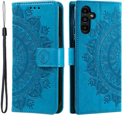 Mandala Book Case Geschikt voor Samsung Galaxy A56 - Hoesje met Pasjeshouder Blauw
